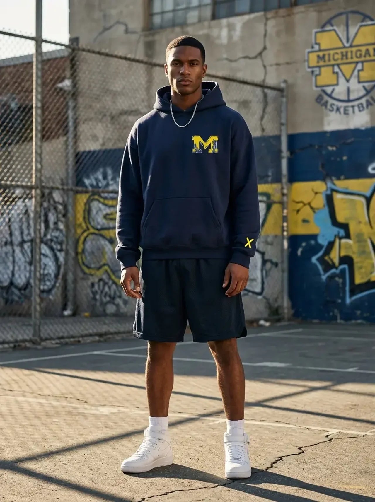 DETROIT X FAB 5 BLUE NAVY HOODIE