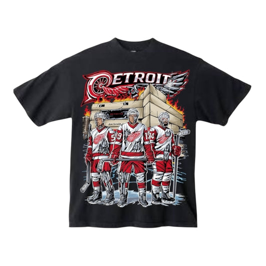 DETROIT X RED WINGS BLACK T-SHIRT
