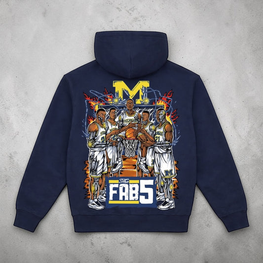 DETROIT X FAB 5 BLUE NAVY HOODIE