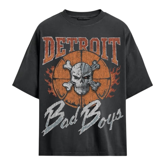 Detroit X Bad Boys Vintage Black Heavyweight Tee