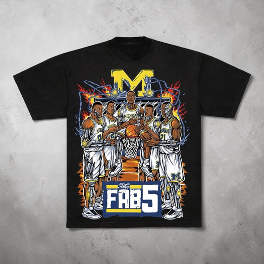 DETROIT X FAB 5 BLACK TEE