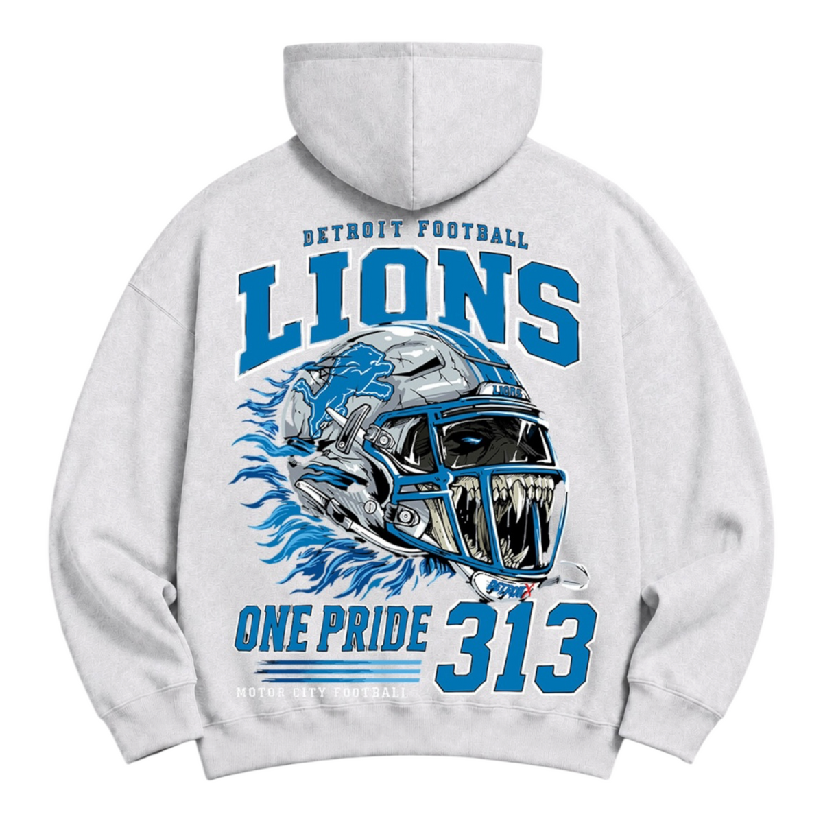 Detroit X Lions One Pride 313 Heavyweight Graphic Hoodie – Heather Grey