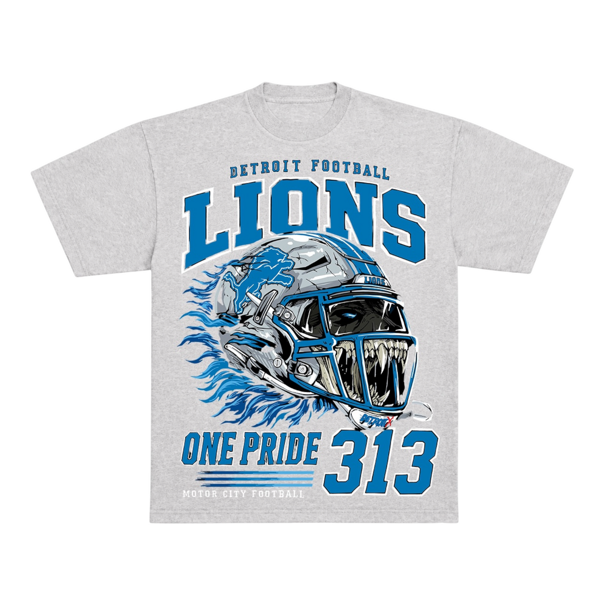 Detroit X Lions One Pride 313 Heavyweight Graphic T-Shirt – Heather Grey