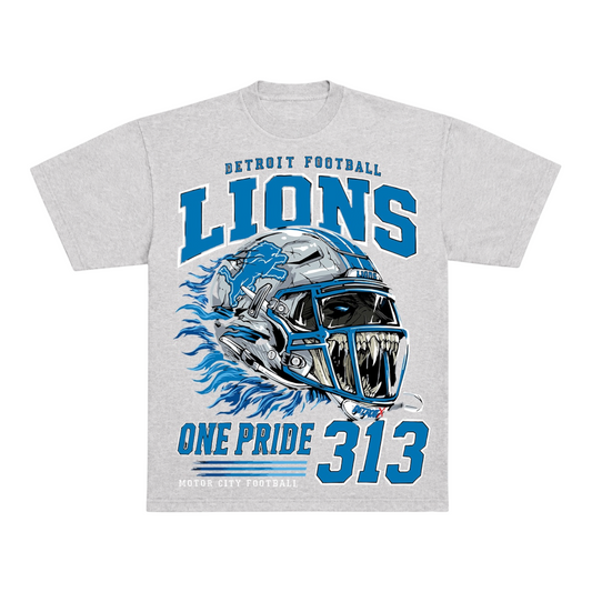 Detroit X Lions One Pride 313 Heavyweight Graphic T-Shirt – Heather Grey