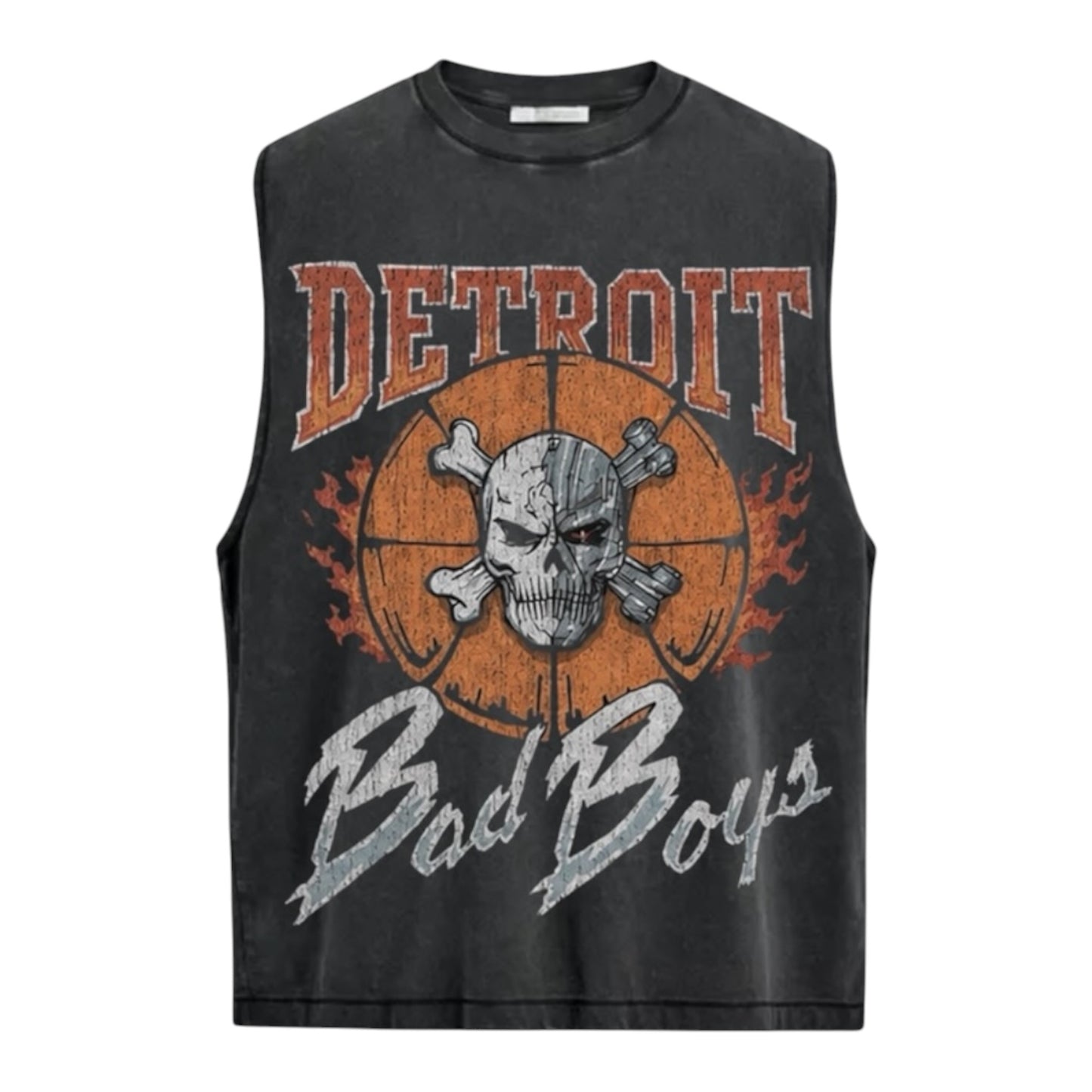 Detroit X Bad Boys Vintage Black Cutoff Tee